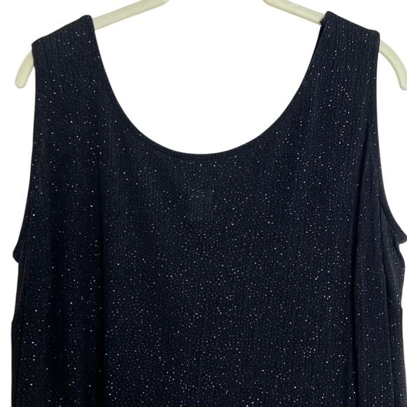 Alex Evenings Womens Tank Top 16W Black Glitter Stretch Scoop Neck Lined USA - Picture 3 of 5